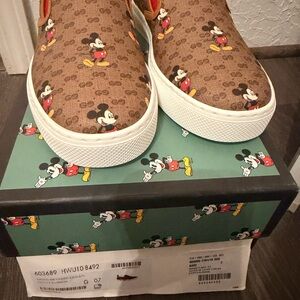 Gucci Mickey Mouse Brown Slip-On Sneakers